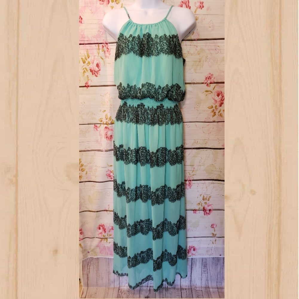 Teal Lace Maxi Sun Summer Dress